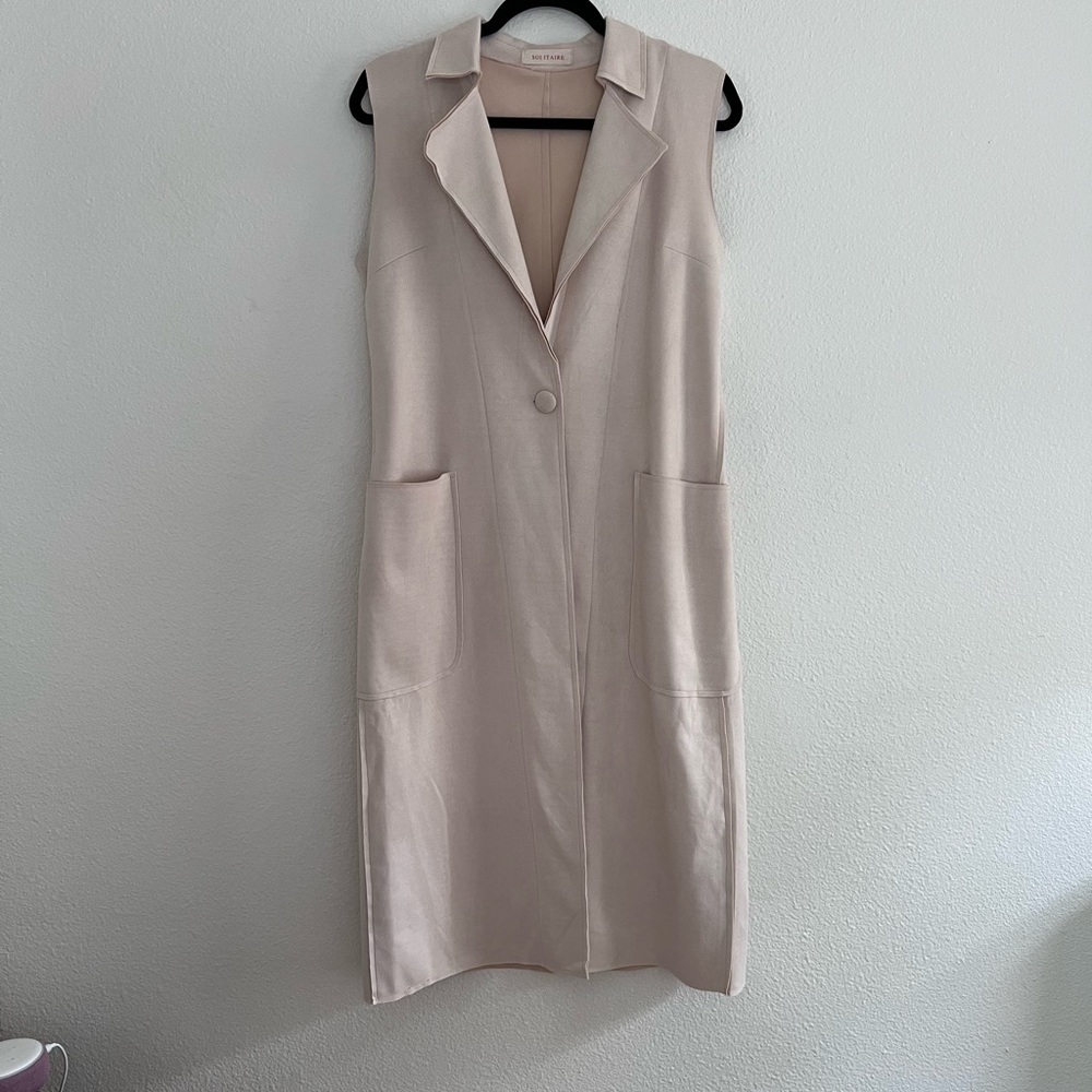Solitaire Sleeveless Cream Midi Vest/ Dress